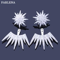 farlena jewelry silver plated shining star stud earrings with cubic zirconia luxury wedding party earrings for women