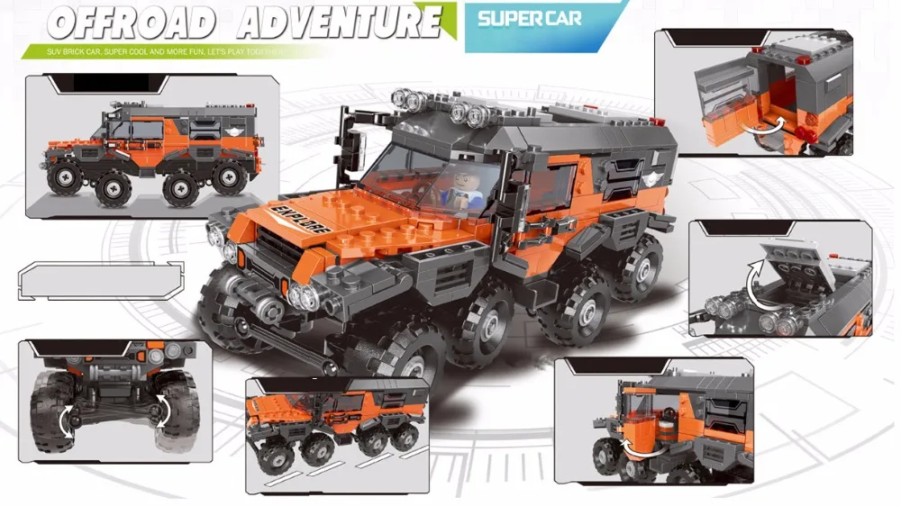 Technics Super atv Avtoros Shaman 8x8 ATV-5X Строительные кирпичи горный внедорожный Приключения Siberia Conqueror кирпич игрушки подарки