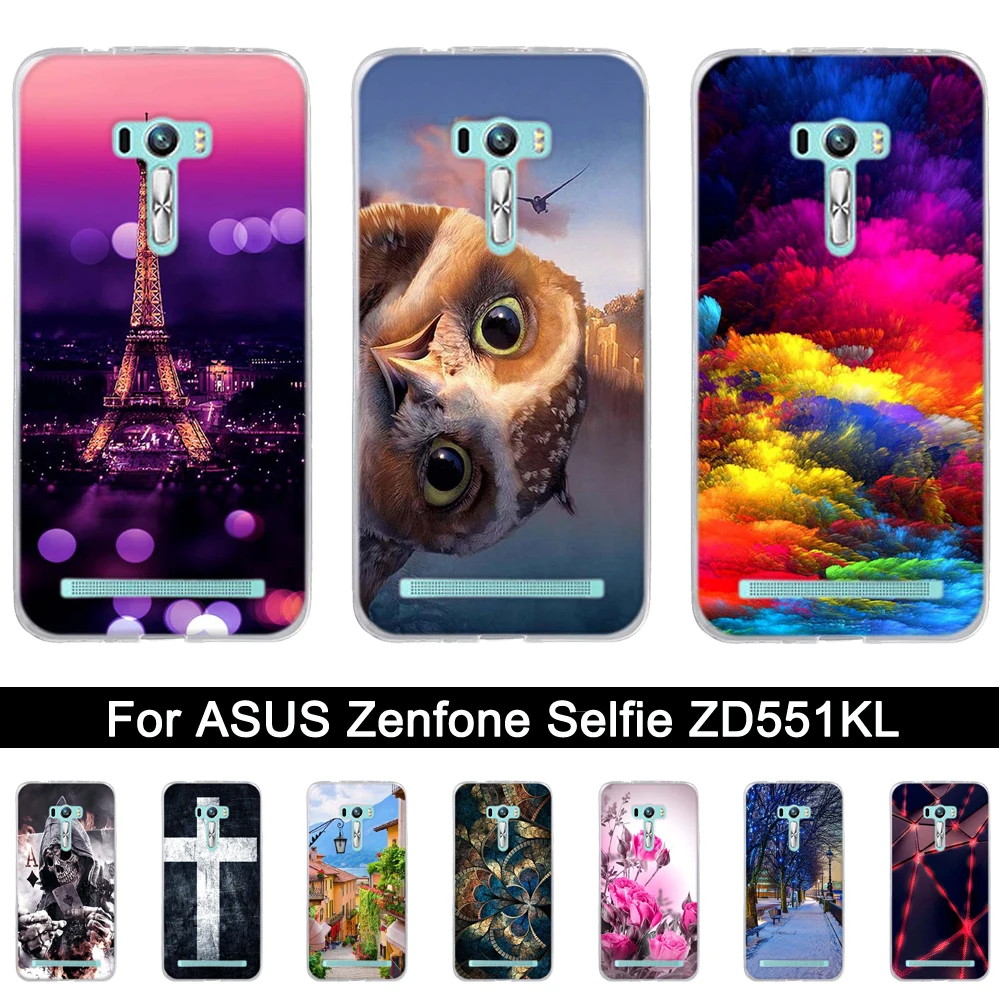 Мягкий силиконовый чехол для телефона Asus ZenFone Selfie ZD551KL 5 дюймов из ТПУ с принтом