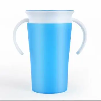 Blue 1 шт., 360 детских чашек, можно поворачивать, Волшебная чашка, Детская обучающая Питьевая чашка, герметичная детская бутылка для воды, 260 мл, Copos - Цвет: Blue