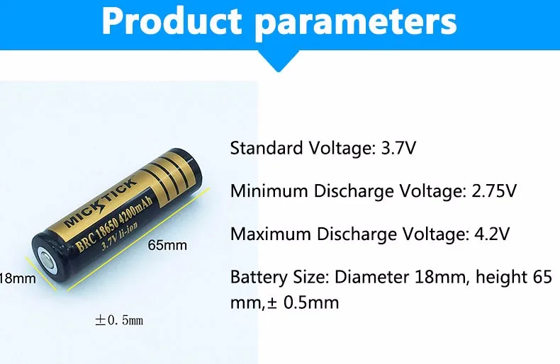 16 шт. 3,7 V 18650 4200 мА/ч, Батарея литий ионная батарея Перезаряжаемые большой Ёмкость батареи фонарик красный светодиодный