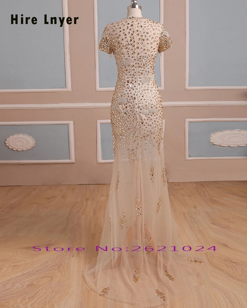 Najowpjg новые специальные Vestido Festa шампанское тюлевые Формальные платья блестящие жемчужины бисером Кристалл Благородные Вечерние платья Длинные