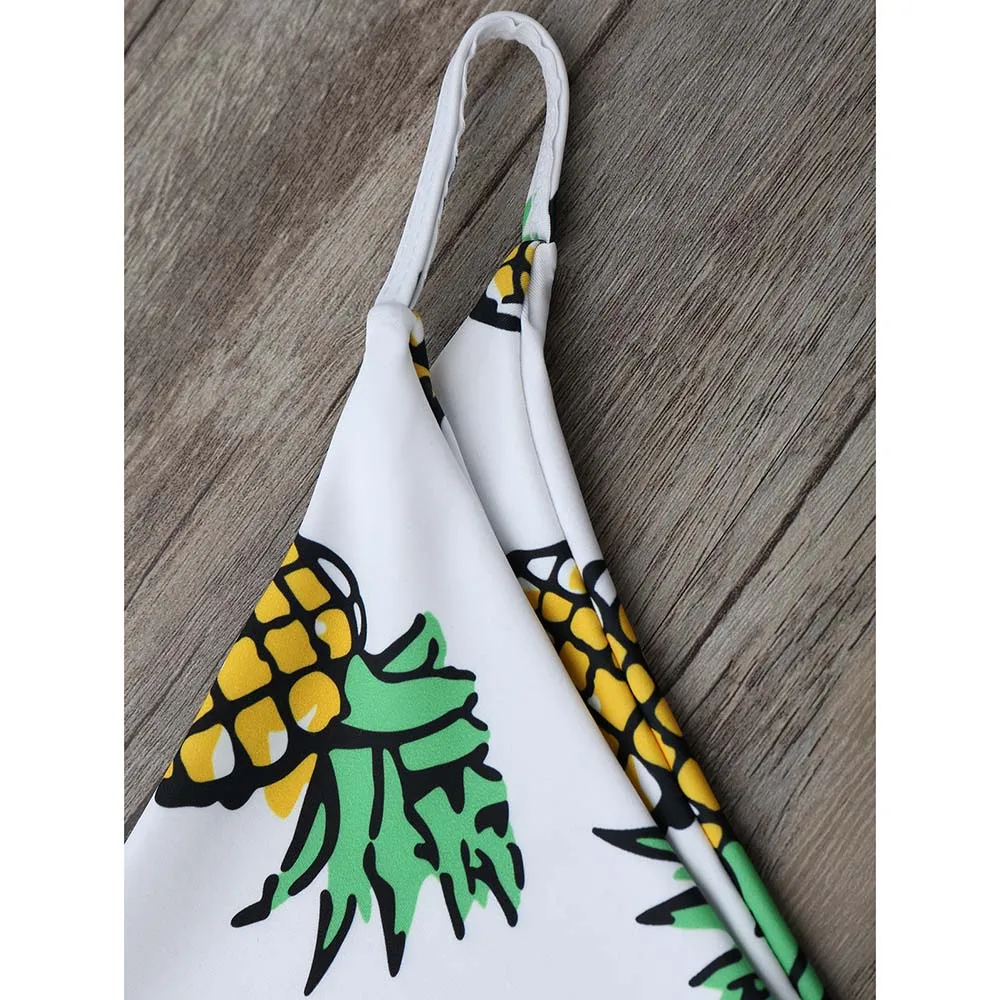 Бикини с принтом ананаса высокой посадкой 2018 сексуальные женские плавательные