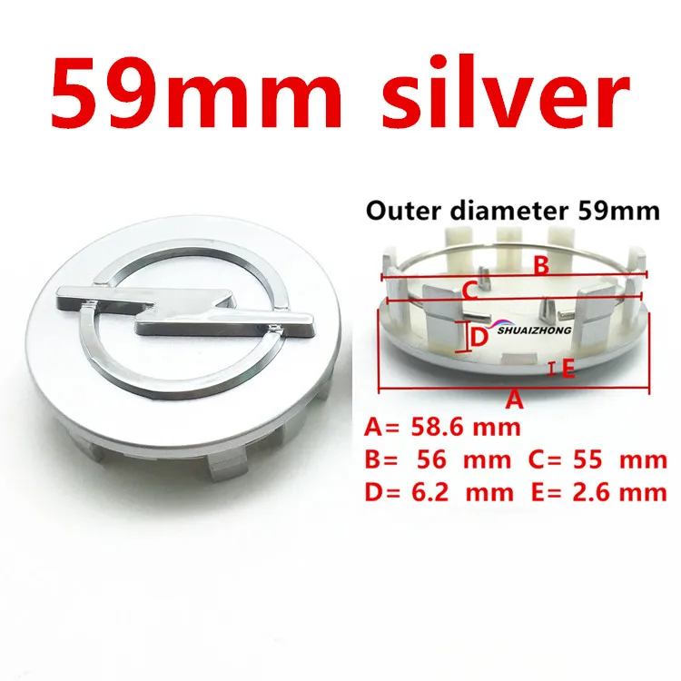 4pcs 59mm Silver 4 шт. 56 59 60 65 68 мм Opel Авто Стайлинг крышки обода Логотип колеса колпачки эмблема Центр Колпачки значок колеса центр ступицы крышка аксессуары - Цвет: 4pcs 59mm Silver