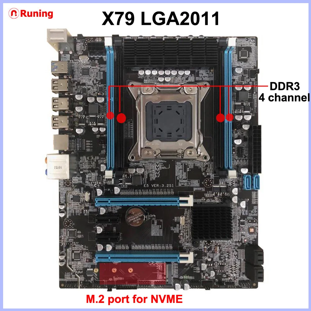 Новое поступление материнская плата Runing X79 с M.2 слотом брендовая материнская плата с процессором Intel Xeon E5 2670 C2 2,6 ГГц ram 32G 1600 REG ECC