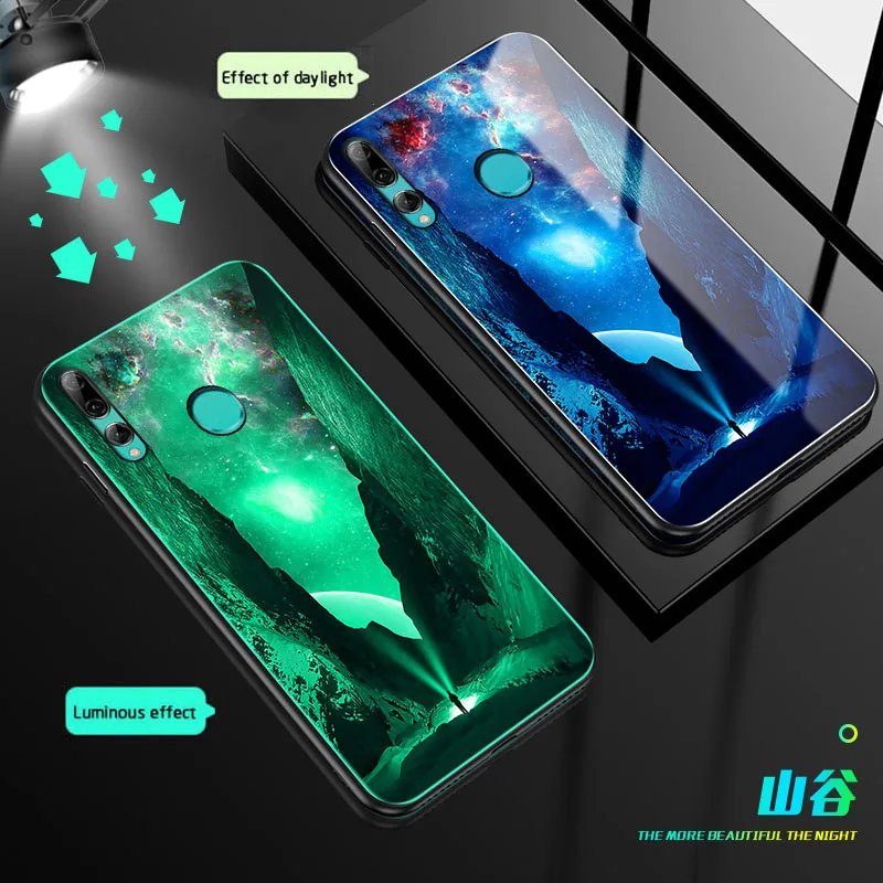 Светящийся стеклянный чехол для Huawei mate 30 Lite Honor 20 20Pro 20i 10i задняя крышка P Samrt plus 2019