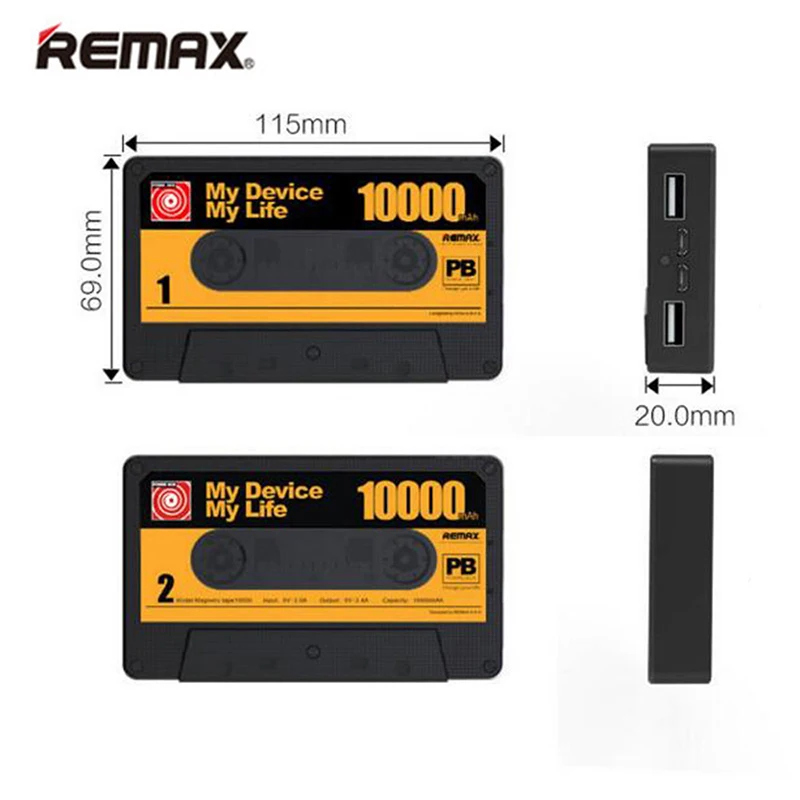 Remax магнитная лента мобильный power Bank USB внешний аккумулятор Зарядка Pover банк для