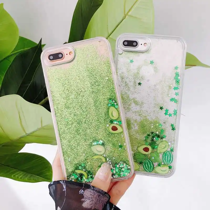 Блестящий чехол для телефона с арбузом и авокадо iPhone X 8 7 6 6S plus |