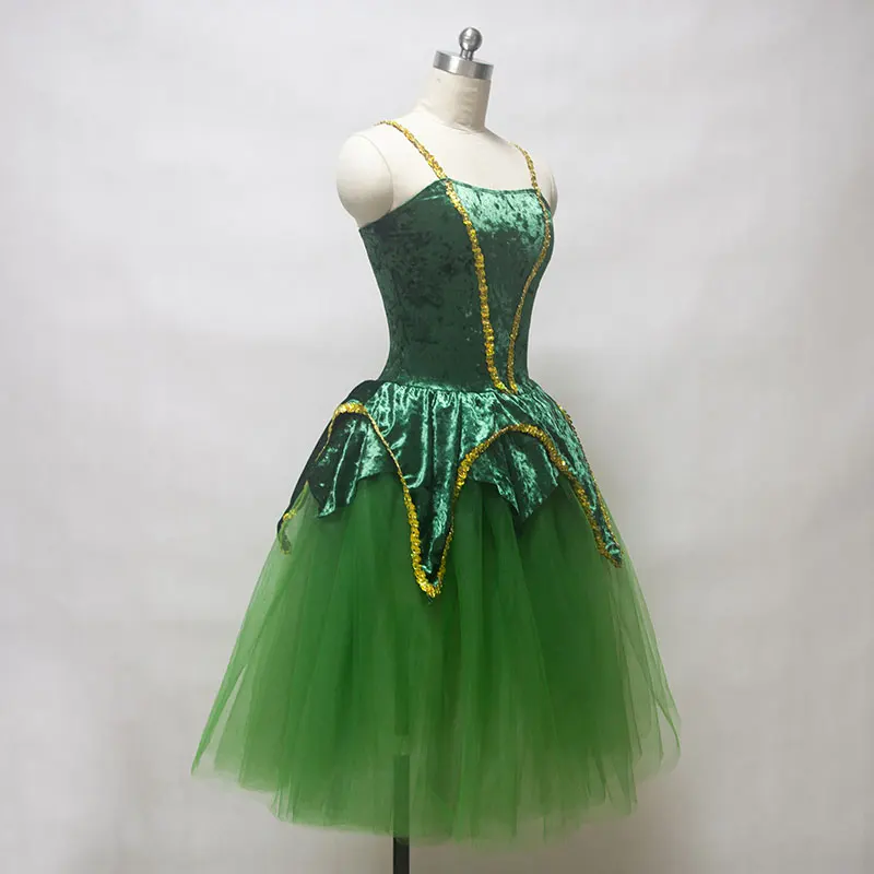 New arrival women ballet costume tutu green velvet bodice romantic lady dance | Тематическая одежда и униформа