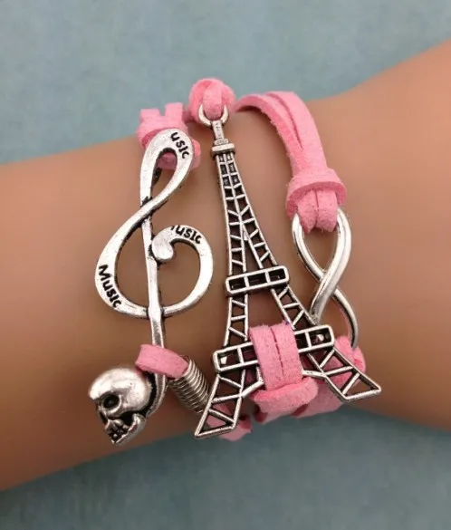 3 шт. бесконечности браслет ручной работы металл очарование кожаный модные jewerlly и