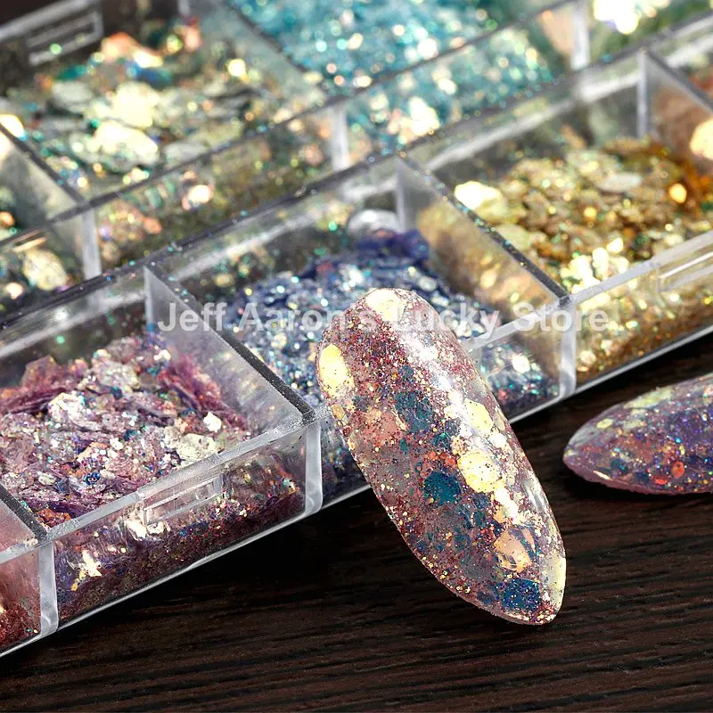 Новое поступление 12 цветов голографическая Фотографическая пудра пыль блестки