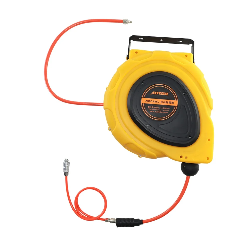 

AUTOOL Automatically Air Retractable Hose 50Feet 15m 3/8 inch Cable Reel Hose Plastic Air Conditioning Heat A/C Hoses Fittings