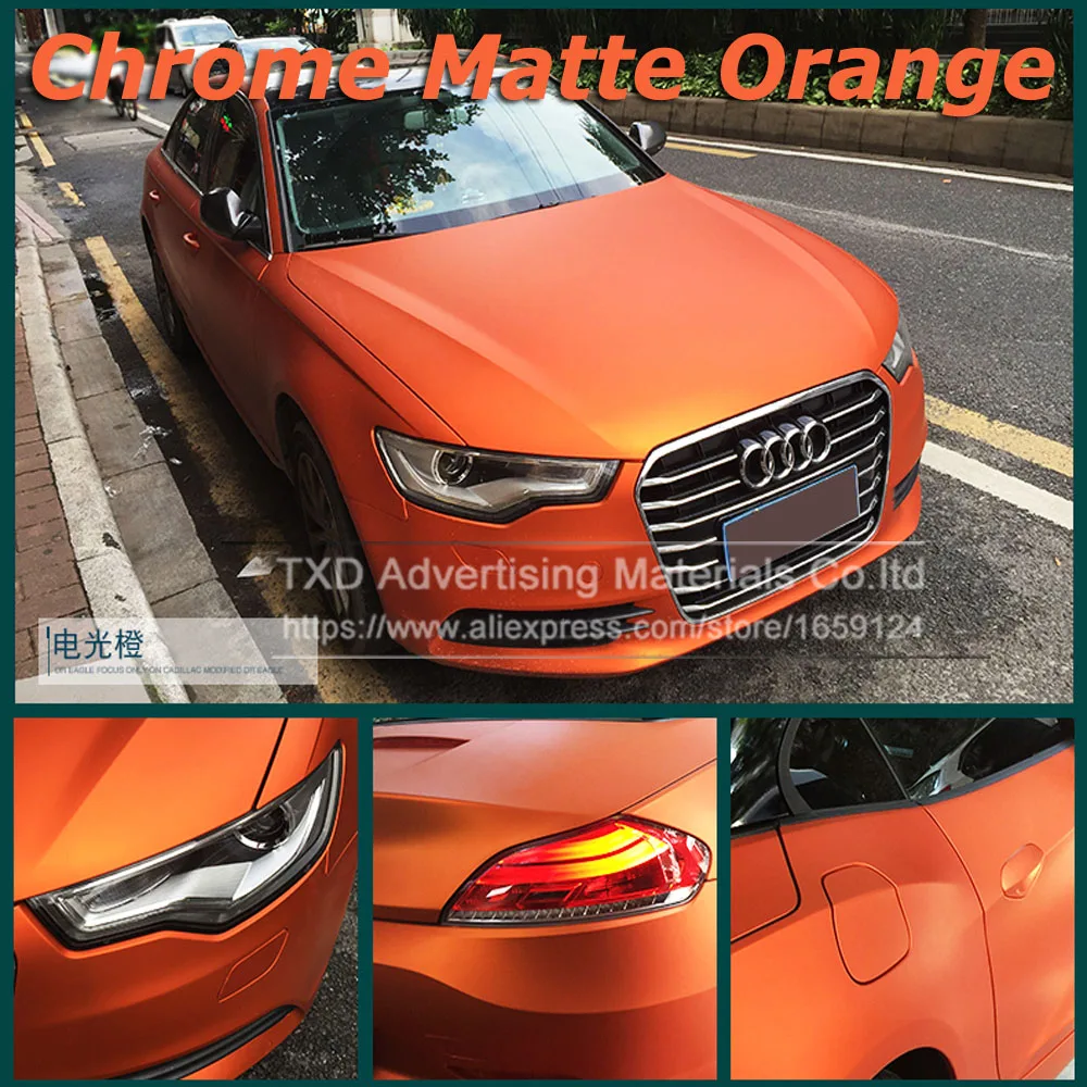 Виниловая хромированная оранжевая наклейка премиум класса матовая виниловая