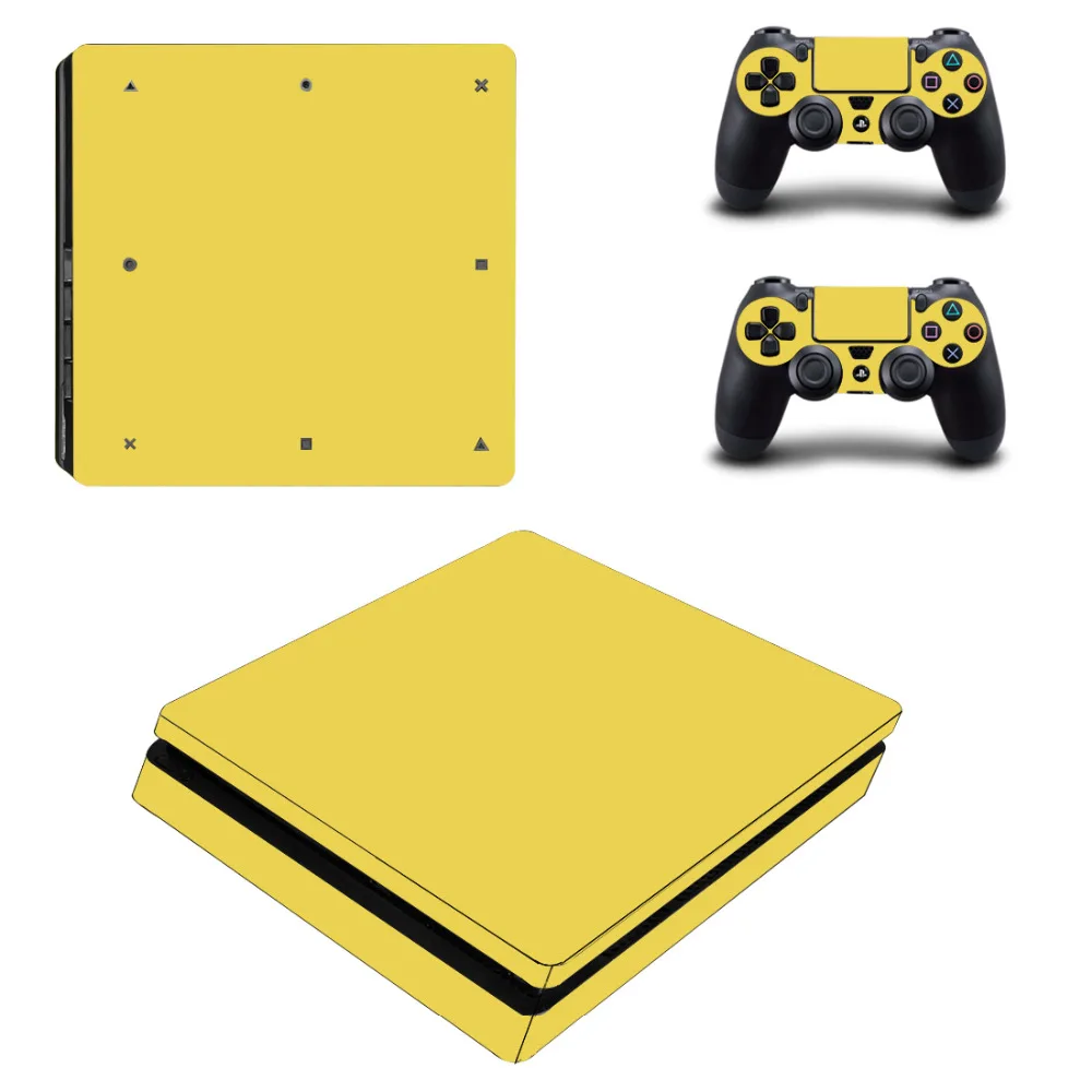 Чистый желтый Лидер продаж наклейка скины для пс 4 Слим для Playstation4 тонкий для ps4 тонкий винил Стикеры чехол