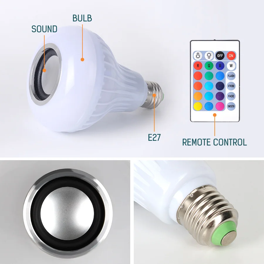 E27 16Color Changing Magic Bulb Lamp 110-265V Bluetooth control RGB Led Light Home Decoration Interior Gourd Shaped Bombilla LED | Лампы и