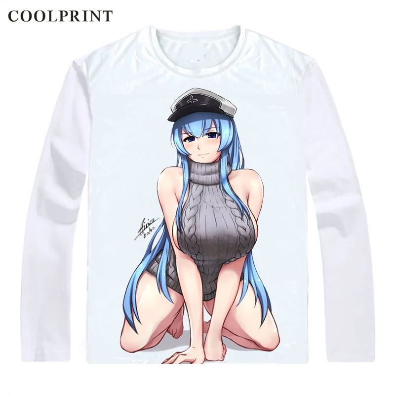 Akame Ga Kill! ga Kiru! Футболки с длинным рукавом Аниме Манга лодочкой Jaegers Kurome Esdese Esdeath