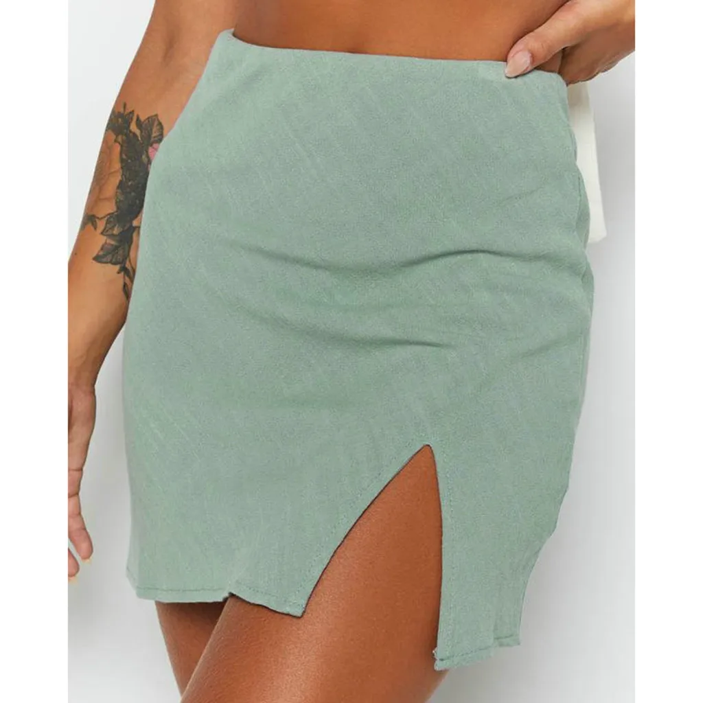 Женская юбка юбки faldas jupe femme shein saia harajuku Женская модная сексуальная однотонная эластичная облегающая короткая юбка#50