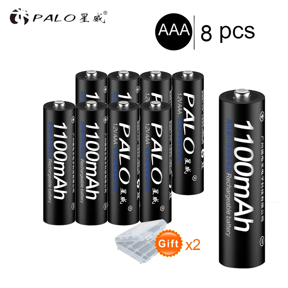 PALO 8 шт AAA 1,2 V Ni-MH аккумуляторная батарея+ 2 USB интерфейс зарядное устройство для AA AAA Ni-CD Ni-MH 1,2 V аккумуляторная батарея - Цвет: 8pcs AAA battery