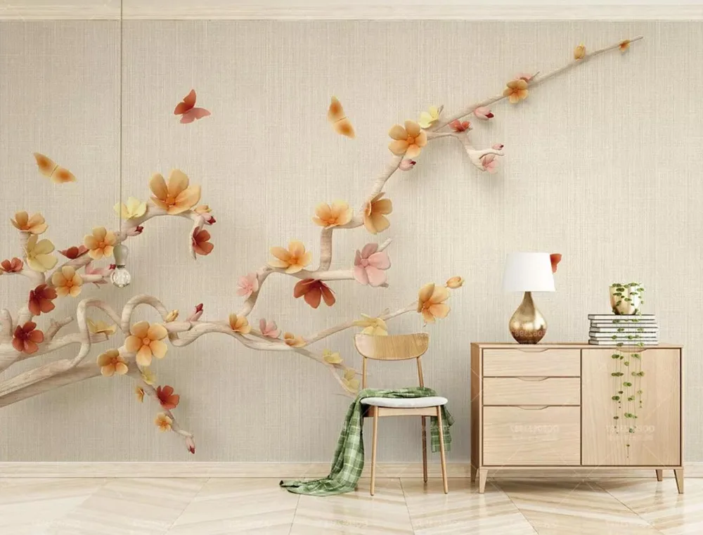 

[Self-Adhesive] 3D Butterfly Flower Branches 22 Wall Paper mural Wall Print Decal Wall Murals