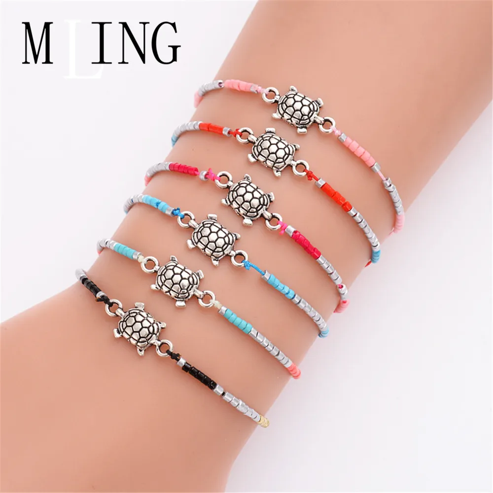 Модный разноцветный браслет MLING из веревочной цепи с бусинами в богемном стиле