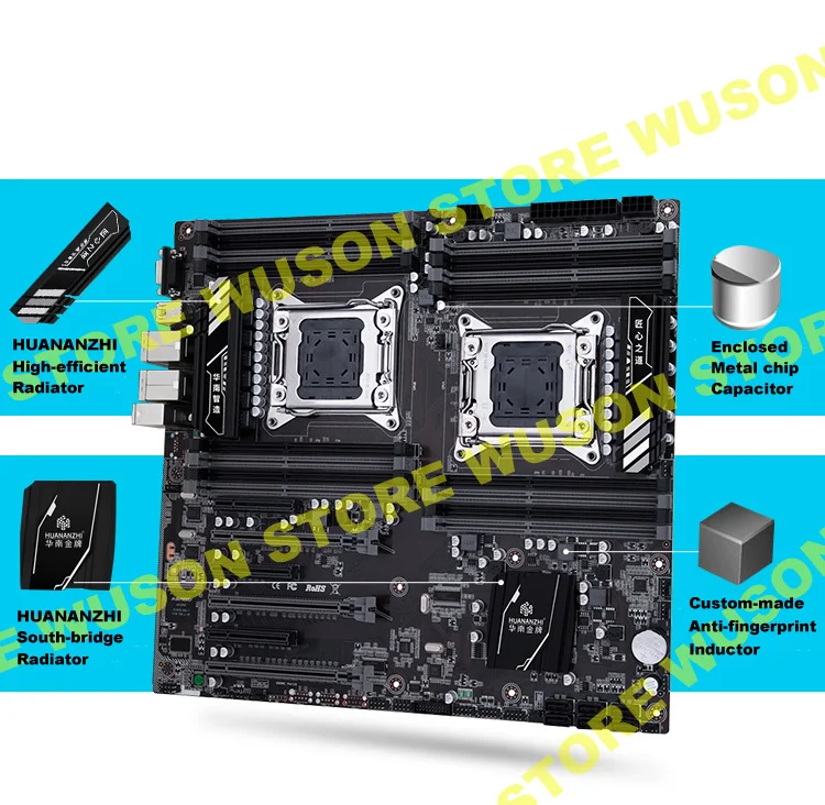 Новое поступление HUANANZHI dual X79-16D распродажа материнских плат встроенный VGA видео порт 16 DIMM ram макс до 16*32G двойной Giga LAN порты