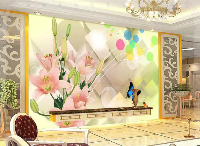 New large wallpaper Custom 3D TV backdrop of bright flowers mural wall paper papel de parede stickers201530 elect | Строительство и