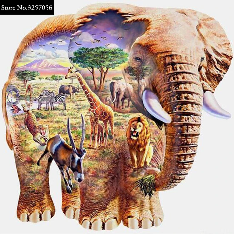 

Diamond Painting Cross Stitch Animal World Elephant Round Diamond Mosaic Sets Decorative Full Diamond Embroidery Wall Decoration