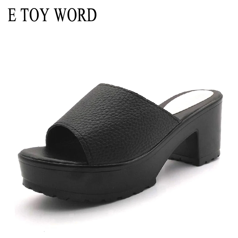 E TOY WORD Клин Тапочки Женская толстая обувь пятки Женские тапочки летняя женская