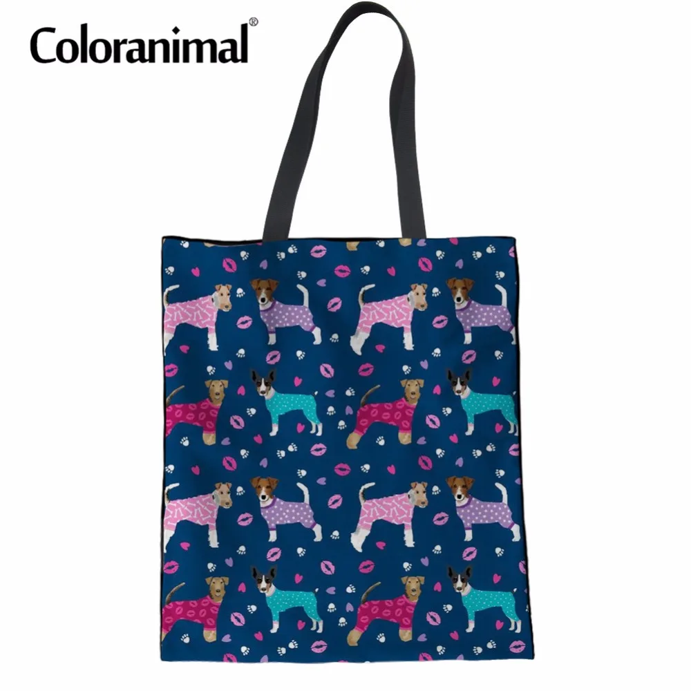 Женская большая сумка через плечо Coloranimal с 3D милым животным принтом лисы терьера