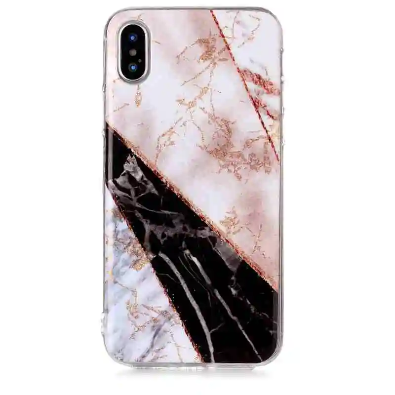 Роскошный дизайн мраморный геометрический чехол для iPhone X XS Max XR блестящий
