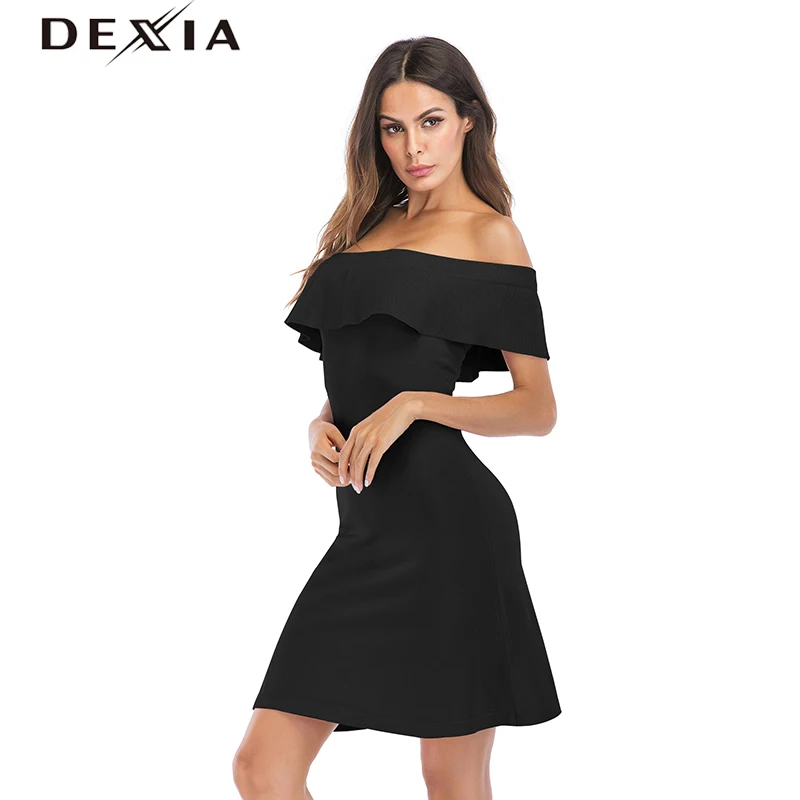 DEXIA/летнее черное Открытое Платье Vestidos De Fiesta вечерние свободные трапециевидные
