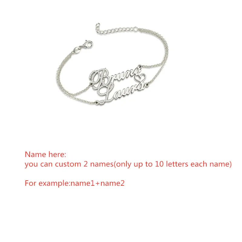 

lovty 2 Names Bracelet Custom-made Engrave Name Double Chain Jewelry Infinity Bracelet for Lover Dropshipping
