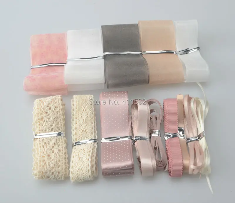 30 шт. набор милых розовых лент diy аксессуары для волос материал кружева и ленты