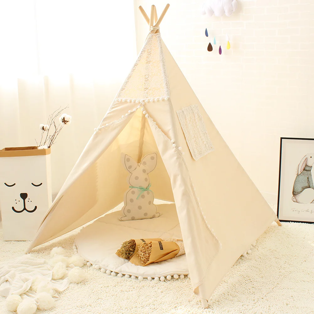 Кружевная палатка Tipi для детей хлопковая складной игровой домик уголок чтения