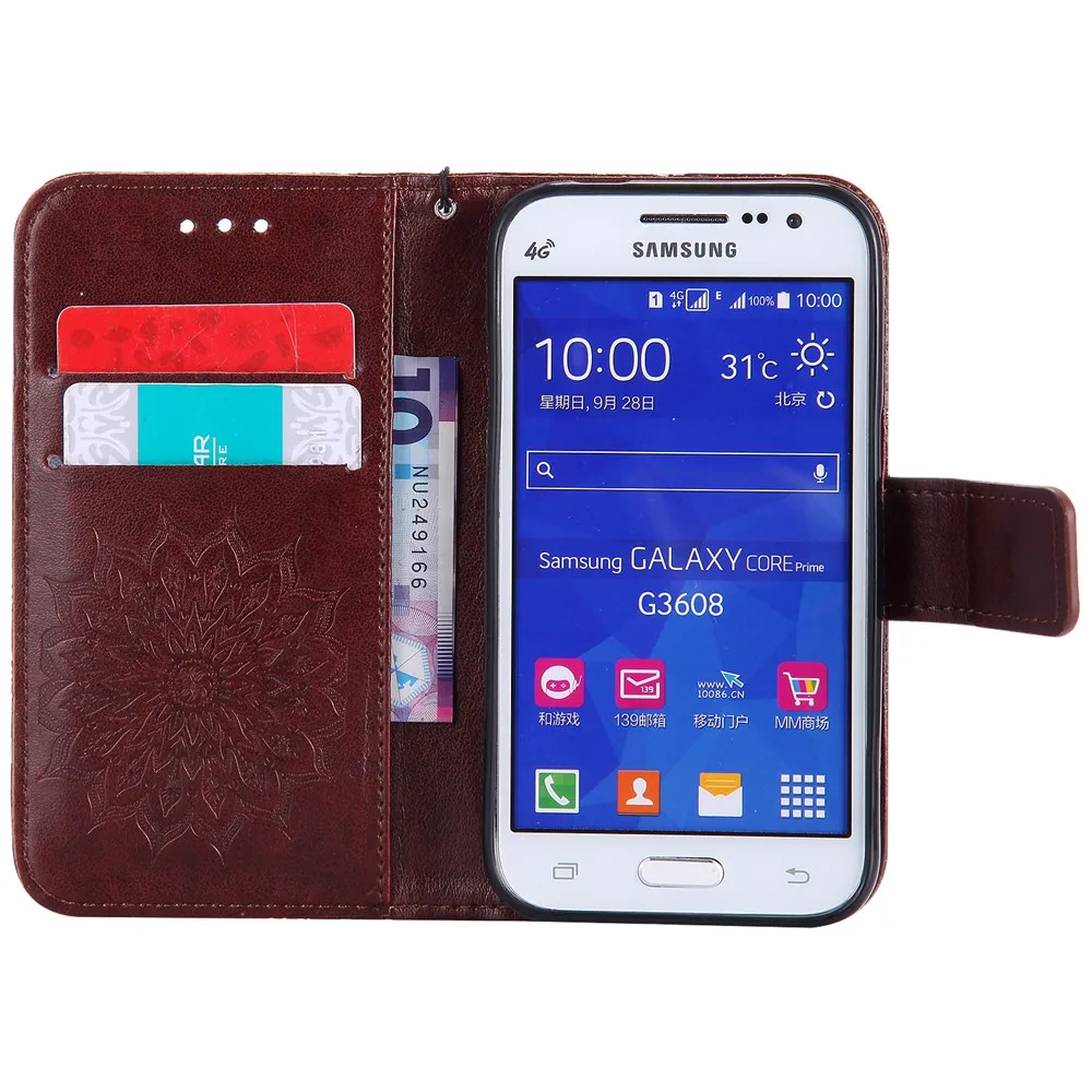 Для samsung Galaxy Core Prime G360 G360h Кожа Стенд флип чехол бумажник подсолнечника для g360|for