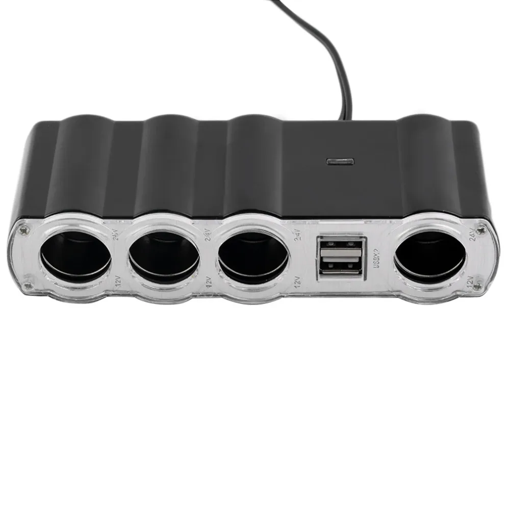 12 V-24 V 4 Way Мульти Розетка автомобильное зарядное устройство Автомобильная розетка для автомобильного прикуривателя сплиттер и двойной usb порт штепсельный адаптер