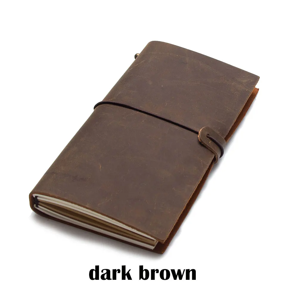 dark brown Ежедневник теплые дневники ежедневники, тетрадь пояса из натуральной кожи Винтаж Книга Дневник Блокнот для скетчей путешествия журнал для подарка канцтовары блокноты скетчбук школьные принадлежности планеровщик - Цвет: dark brown