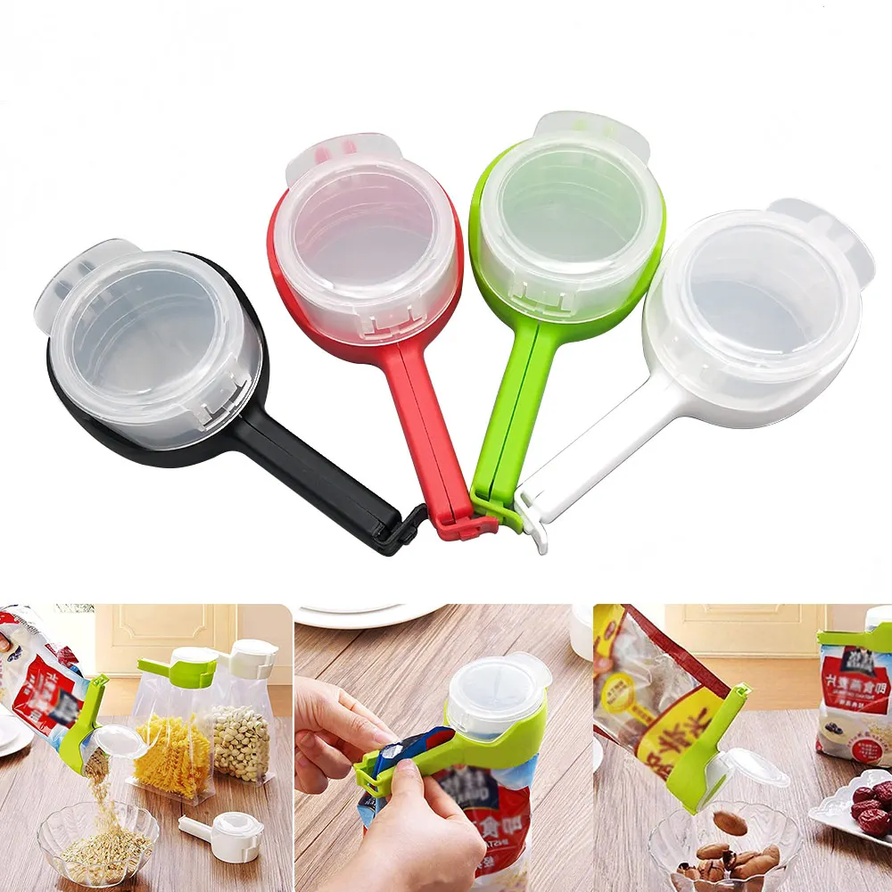 Seal Pour Food Storage Bag Clip Snack Sealing Clips Food Sack Sealer Clamp with Lid Discharge Nozzle Home Travel Kitchen Gadgets