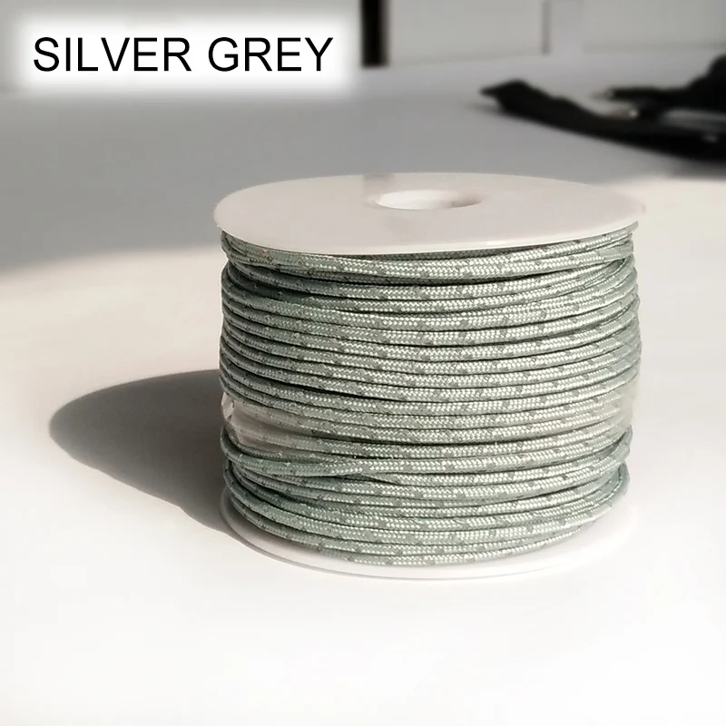 Silver Grey YOUGL 3 нити core отражающий Паракорд палаточная витая веревка парашютный шнур шнурки Ropemultifunctional Bold фиксированная веревка 50 м 160FT - Цвет: Silver Grey