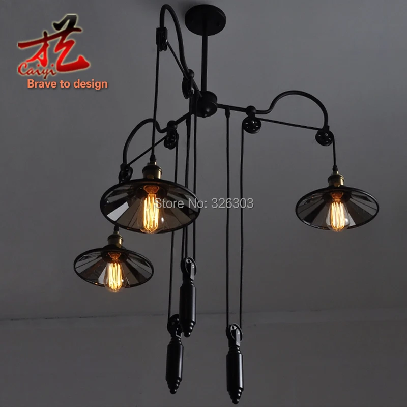 chandelier personalized promotional creative art retro big living room lights restaurant trigeminal lift industrial | Освещение