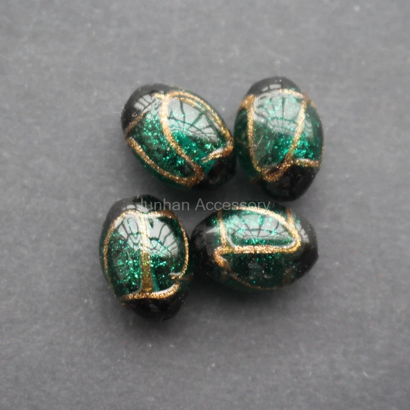 Peacock green 10 шт./лот 17*11 мм овальной формы большие стеклянные бусины лэмпворк многоцветные очаровательные бусины высокого качества - Цвет: Peacock green