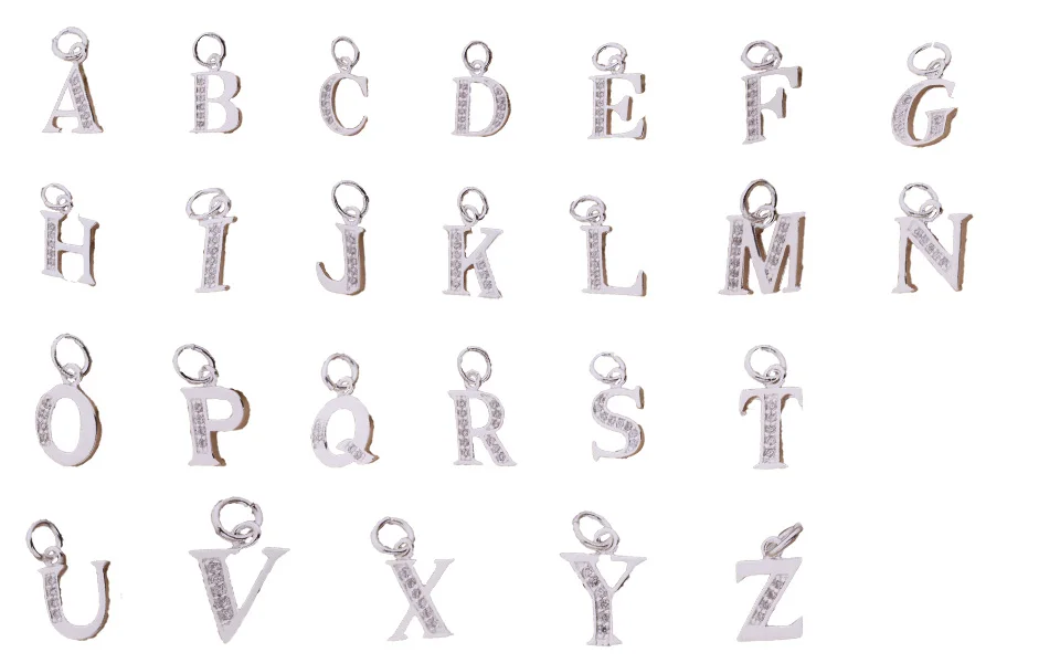 Модное посеребренное ожерелье с подвеской в виде букв фианитом|necklace with|fashion