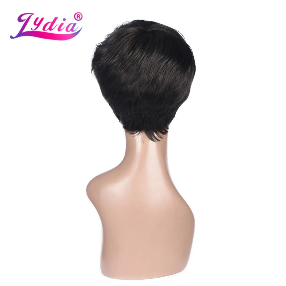 Парики Лидия для чернокожих женщин прямые 4 дюйма натуральный парик чистый цвет 1B