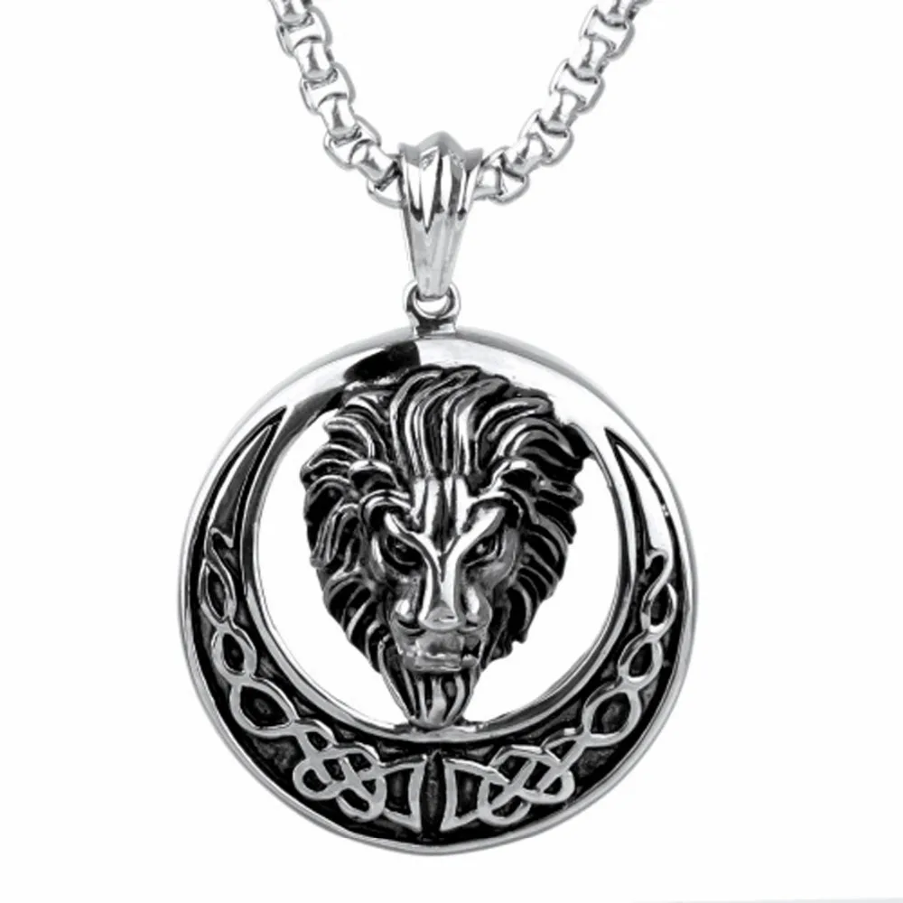 Мужская Серебряная или золотая панк классная голова льва ожерелье с подвеской из