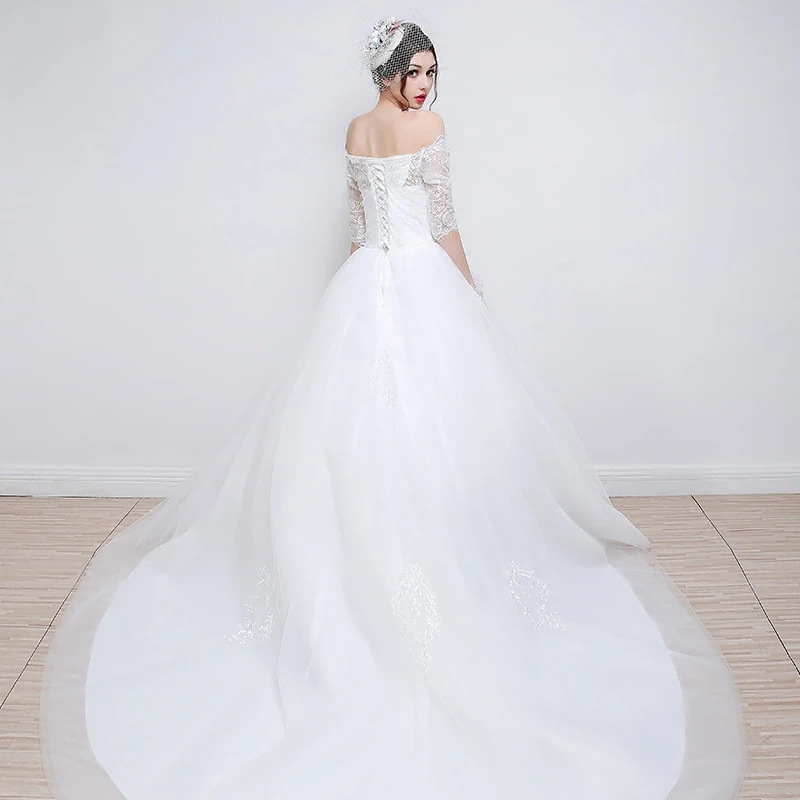 Реальный образец сексуальное свадебное платье с вырезом лодочкой белое