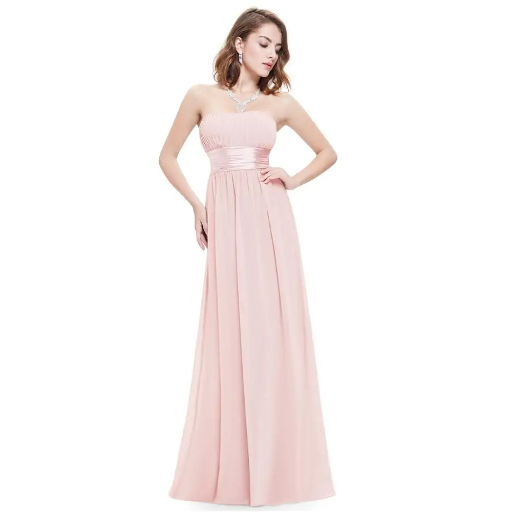 Pink Серые платья подружки невесты длинные EB25599 элегантные шифоновые бордовые трапециевидные с открытыми плечами размера плюс дешевые платья на выпускной для свадебной вечеринки - Цвет: Pink