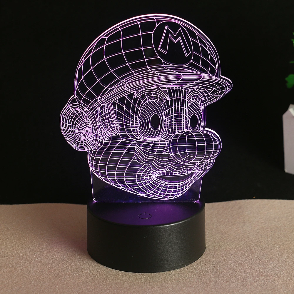 Супер Марио 3D LED ночник USB 7 цветов украшение дома лампа для детей как праздники и