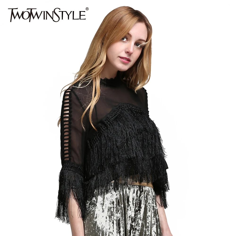 TWOTWINSTYLE 2019 летние женские сексуальные шифоновые топы с открытыми плечами и