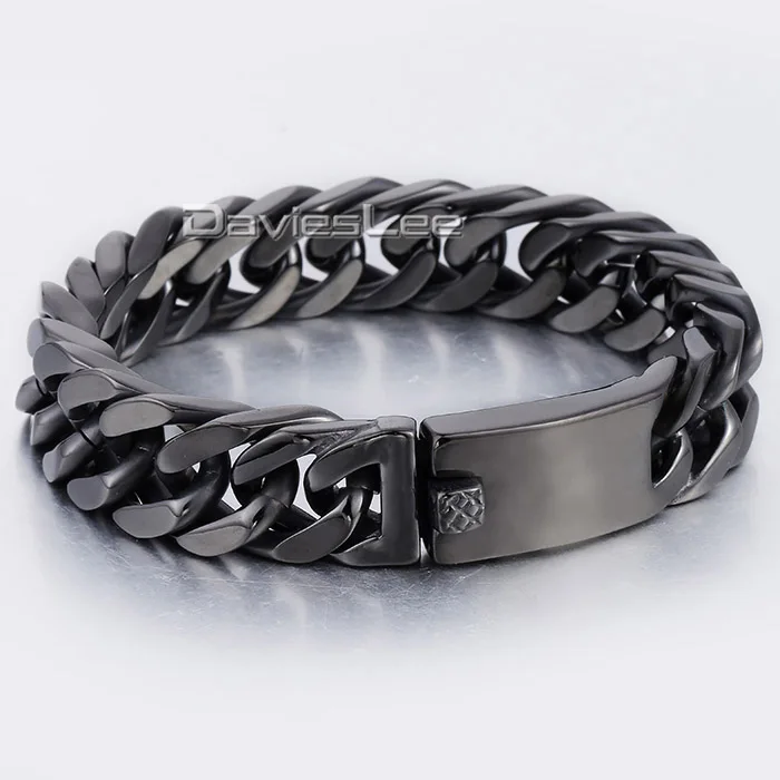 Крупная Мужская цепочка 16 мм для мальчиков гладкий браслет Rombo с двойным