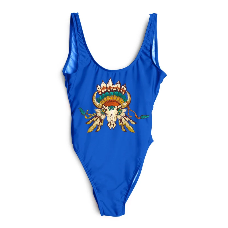 Dark Blue 229 Голова быка женский купальник с рисунком цельный купальный костюм сексуальный боди купальный костюм Топ Купальный костюм Монокини Пляжная одежда badpak mayo - Цвет: Dark Blue 229